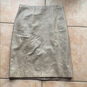 NWOT BCBGMaxAzria Tan Leather Snakeskin Print Pencil Skirt Size 2